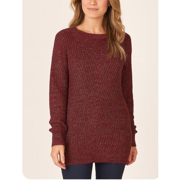 Women's Apt. 9 sweater loose knit crew neck maroon/wine Top Wine NEW SZ MD - Picture 1 of 12